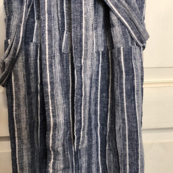 ANTHROPOLOGIE Cloth & Stone Linen Jumpsuit Blue Sleeveless Romper Size Small - Picture 8 of 13